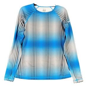 Nike Pro Womens M Long Sleeve Training Shirt Blue Athletic Workout Gym Essential